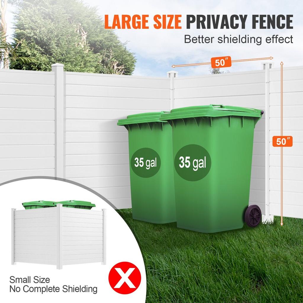 Outdoor Privacy Screens, 50" W x 50" H Air Conditioner Fence, Pool Equipment Enclosure, Horizontal Vinyl Privacy Fence, Perfect to Enclose Trash Can
