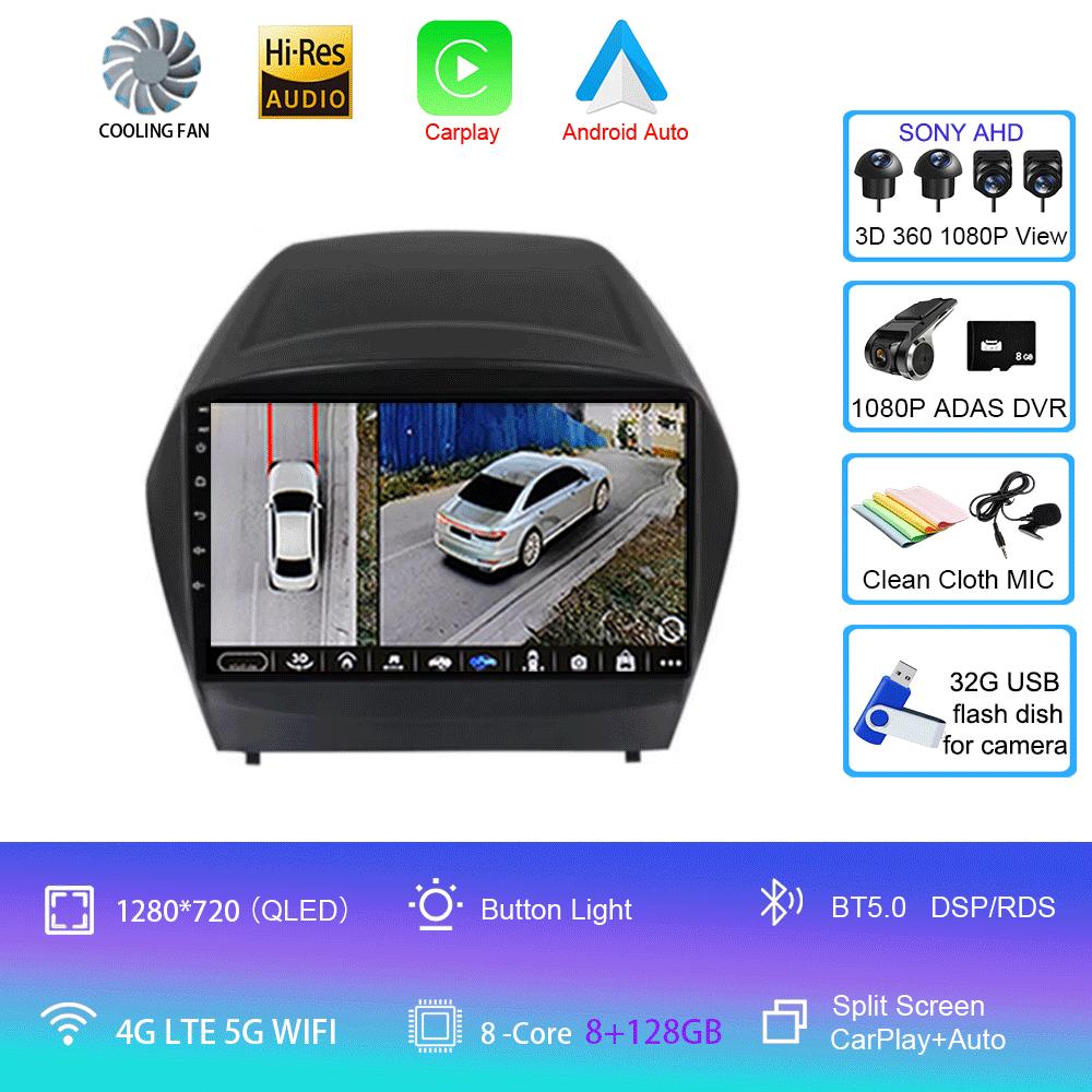 Autorádio Android 14 Carplay Auto Multimediální Přehrávač Pro Hyundai Tucson 2 LM IX35 2009-2015 Autorádio GPS Stereo 2din Hlavní Jednotka