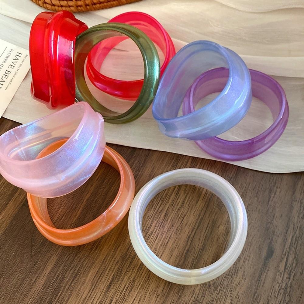 Minority Design Resin Bangle Bohemian Colorful Hand Ring Irregular Wide Bracelet Decoration