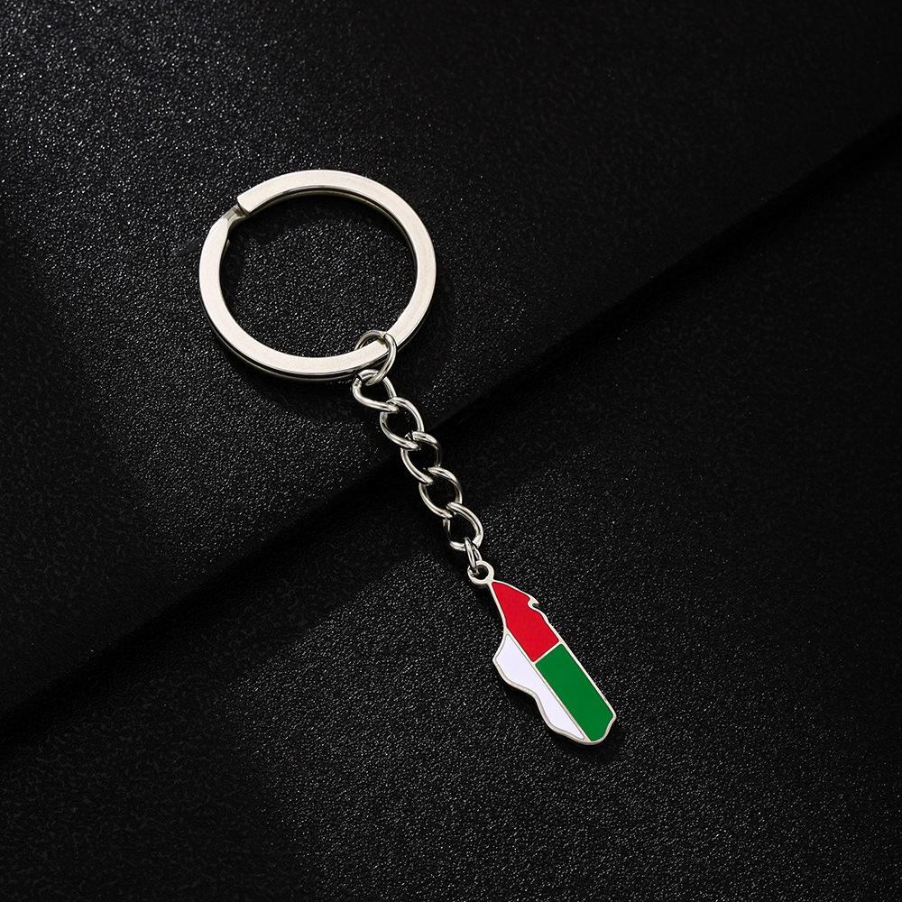 Unisex Retro Ethnic Stainless Steel Madagascar Enamel Pendant Keychain