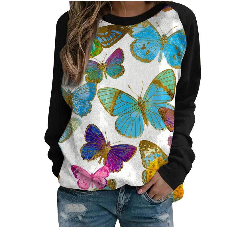 Women's hoodie 3D digital printed round neck hoodie with shoulder inserts for autumn winter women's wear
