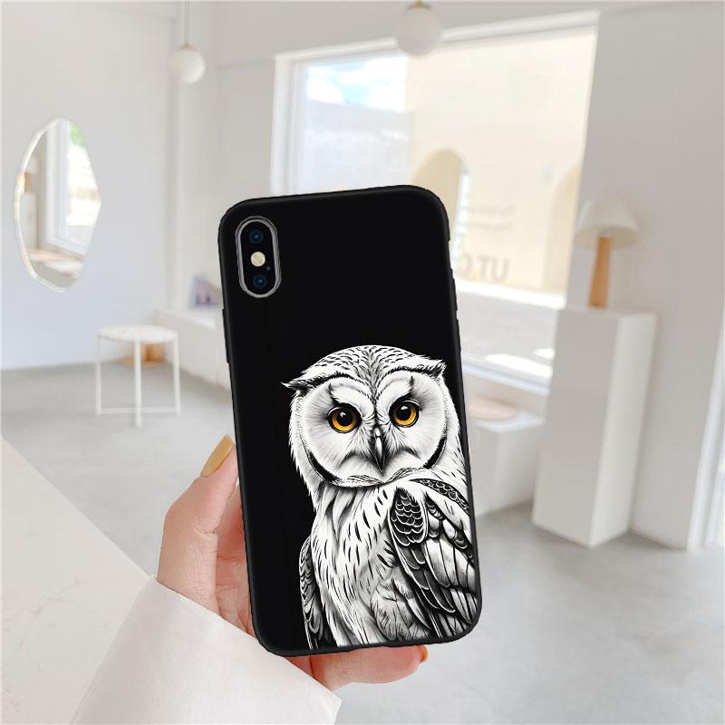 CJ25 Cartoon Art Owl Soft Shell Phone Case for Samsung Galaxy S20 S21 S22 Ultra FE + Plus A21S A22 A24 A25 A26 A30 A30S A31