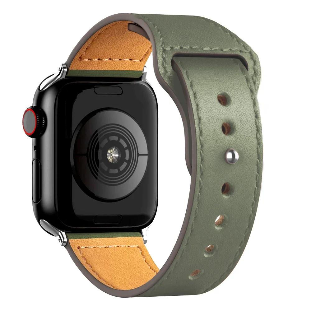 Leather Bands for Apple Watch Ultra 2 49mm 41mm/45mm 44mm 40mm 46mm/42mm Wrist Bracelet Strap IWatch Series 9 8 7 3 4 5 6 10