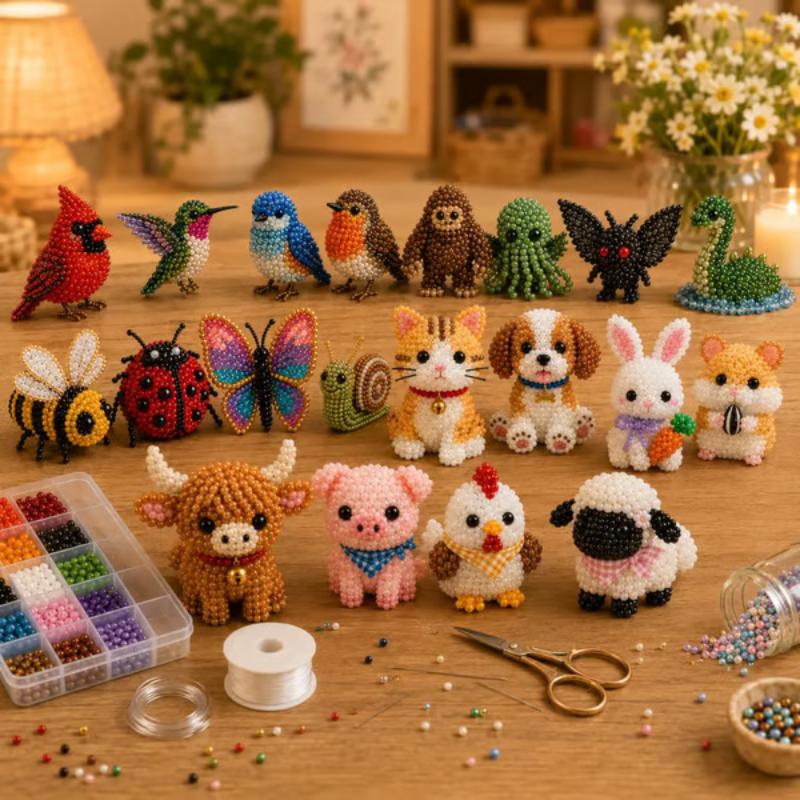 3D Perlen Tier Bastelset DIY Sicheres Material Perlen Set für Anfänger Kreatives Handgemachtes Projekt für Kinder Schul Bastelstunde Verwendung