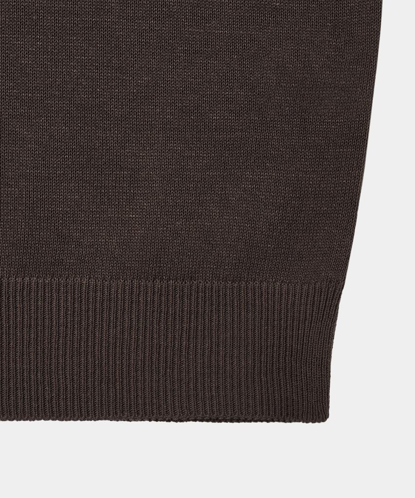 Dekkoloso Summer Cool Touch Henley Neck Short Sleeve Knit [Brown]