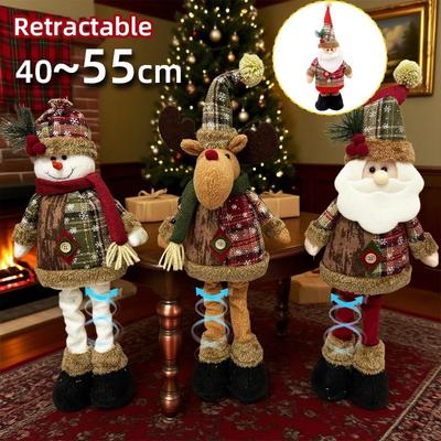 Adjustable Santa Claus Snowman Elk Doll Plush 40-56cm Xmas Gift Christmas Tree Decorations Home Party Xmas Ornaments 1-3pcs