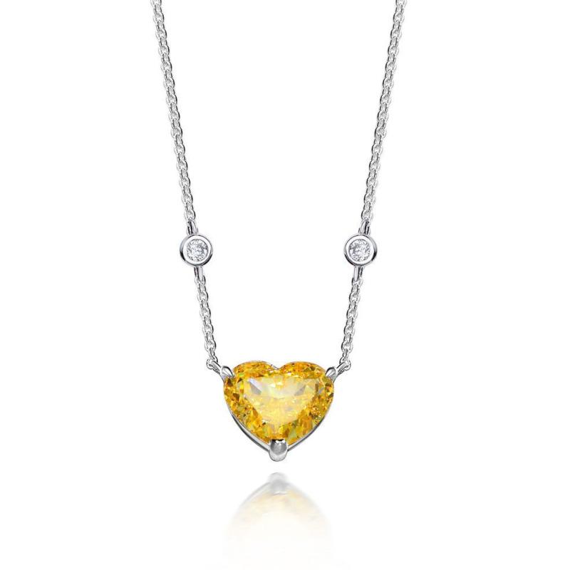 Gica Gema Blue High Carbon Diamond Necklaces 925 Sterling Silver 10*12mm Heart Pendant Unique Design Romantic Fine Jewelry Wedding Party Gifts
