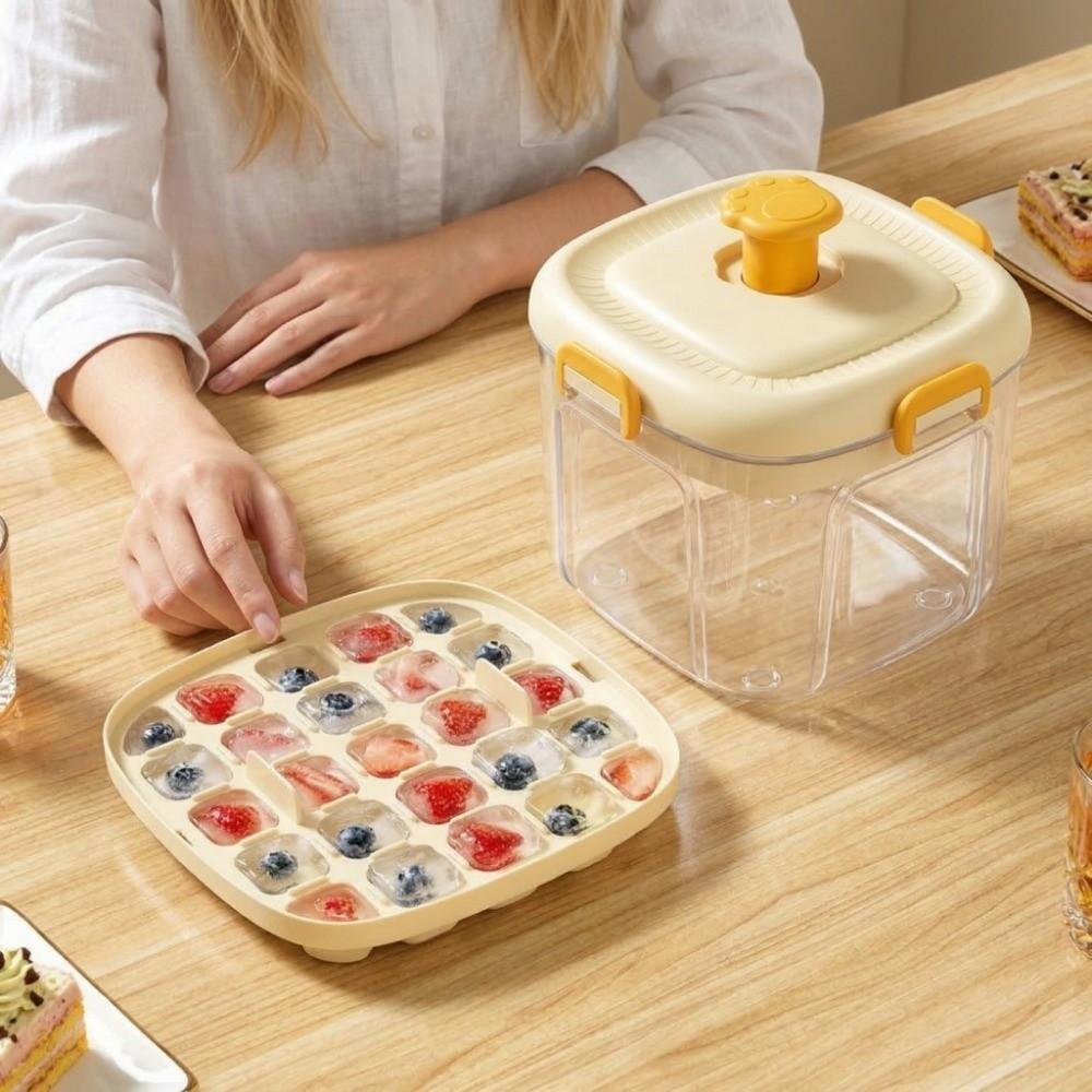 Large Capacity Press Ice Tray Food Grade Plastic Ice Storage Tray Ice Cube Mold  Ice Storage