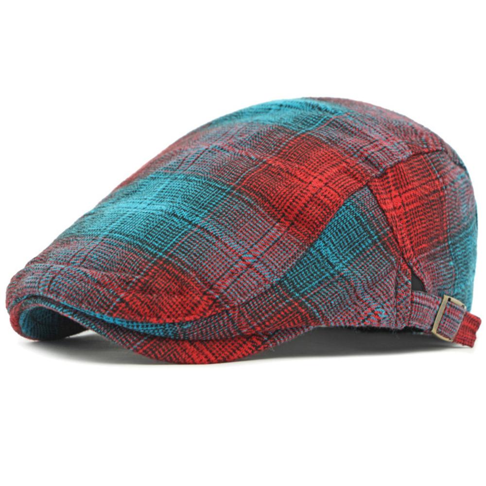 HT4697 Berets Spring Autumn Men Women Caps Vintage Artist Painter Plaid Beret Hat Male Female Ivy Flat Cap Adjustable Beret Caps