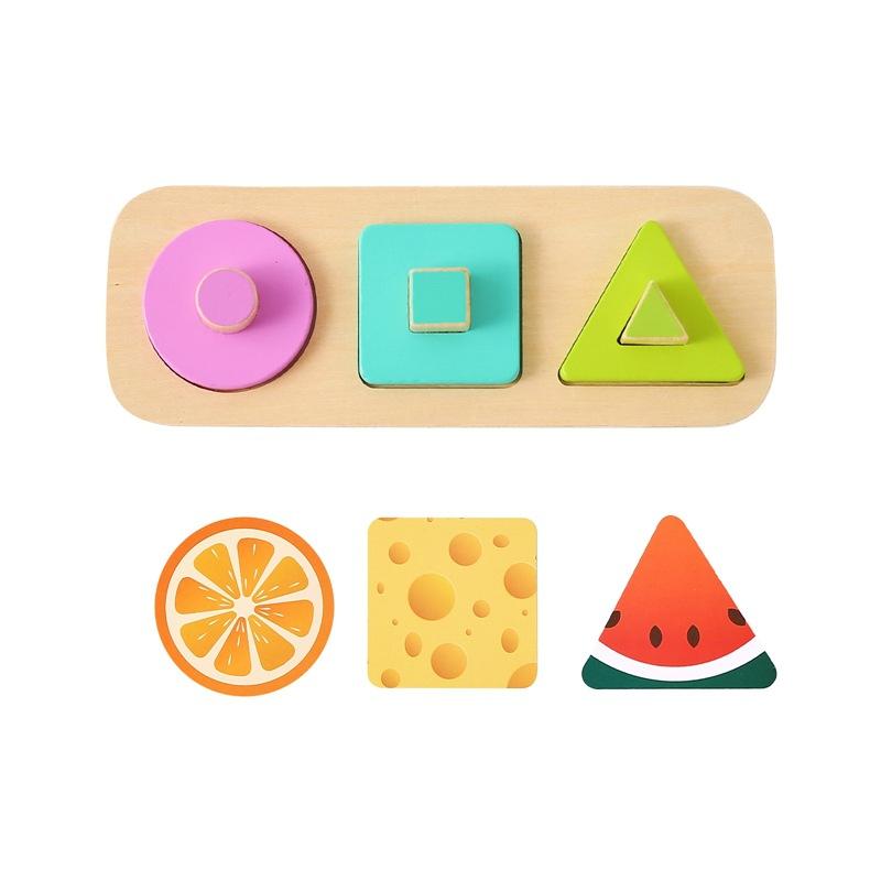 Montessori Toys for Babies Wooden Cartoon Fruit Grasping Board Shape Color Fruit Cognition Toy Baby Early Education Puzzle Game