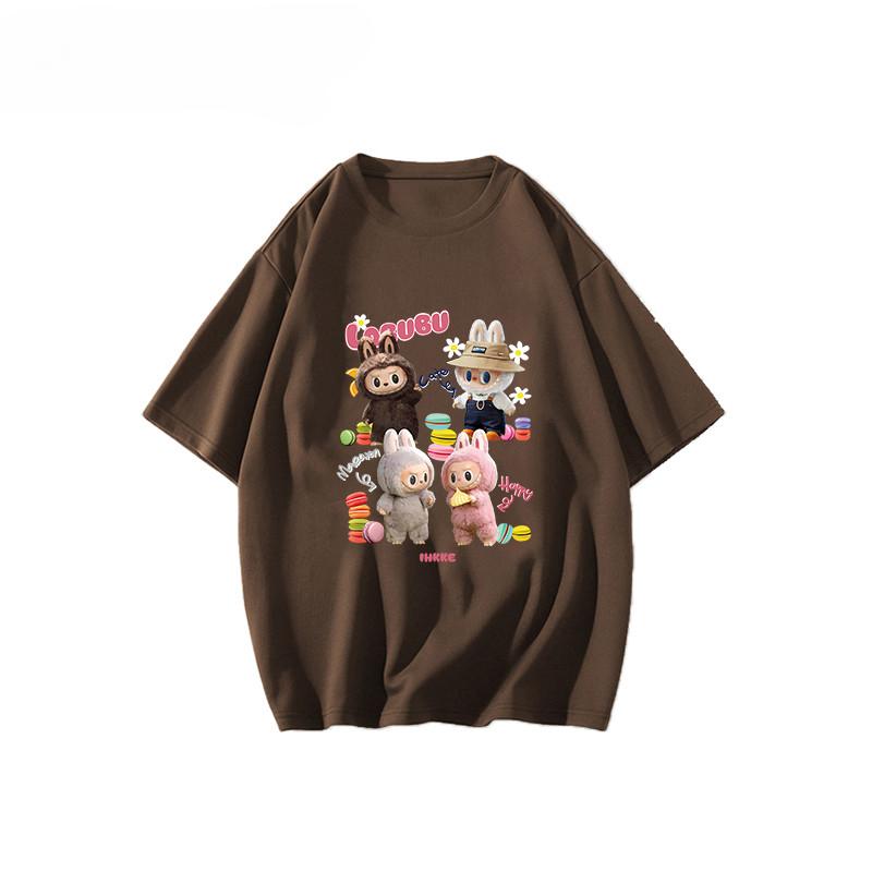 Summer New Labubu Printed Short-sleeved T-shirt Lazy All-match Top