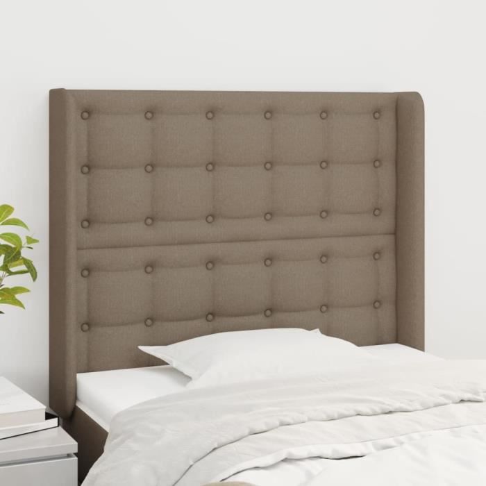 VidaXL Tête de lit avec oreilles Taupe 103x16x118-128 cm Tissu3120008