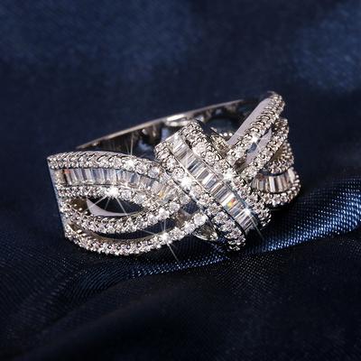 European and American Luxury Fashion Womens Zircon Ring Party Ring Accessories