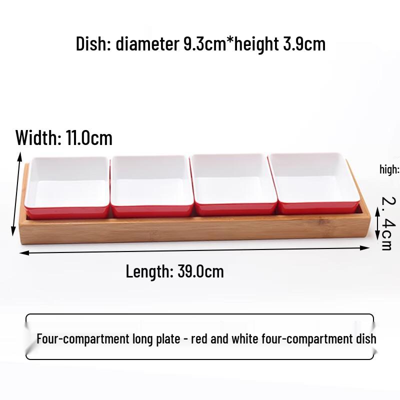 Japanese Style 4-Compartment Melamine Snack & Dry Fruit Serving Set