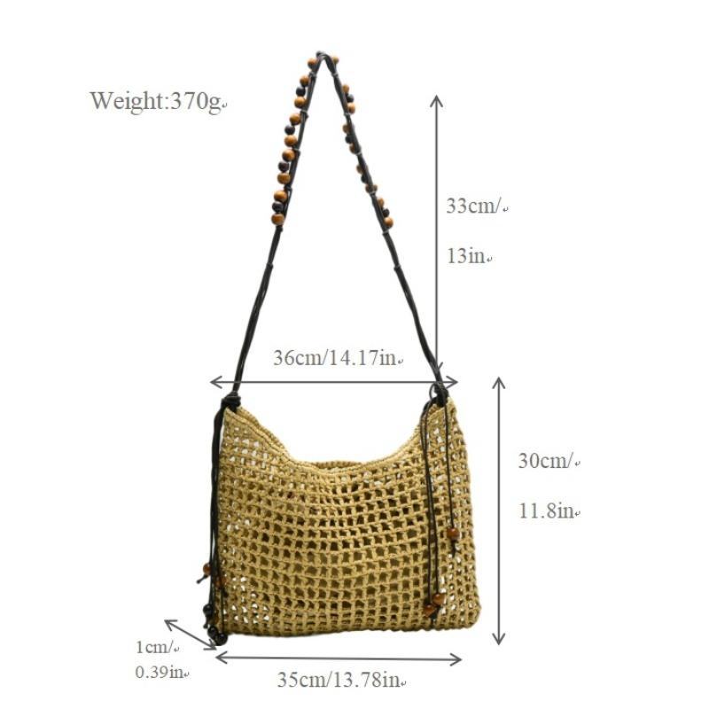 

P grass hand-woven bag large capacity tote bag women s high-end straw bag seaside resort beach crossbody bag Mother and child bag (strap) светло-коричневого