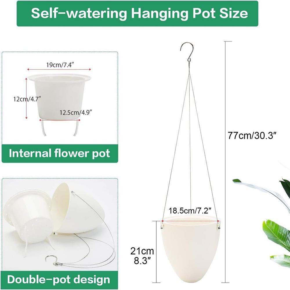 White Hanging Plant Pot Eggshell Shape Planter Self Watering Plant Pot  Indoor Outdoor Ornament