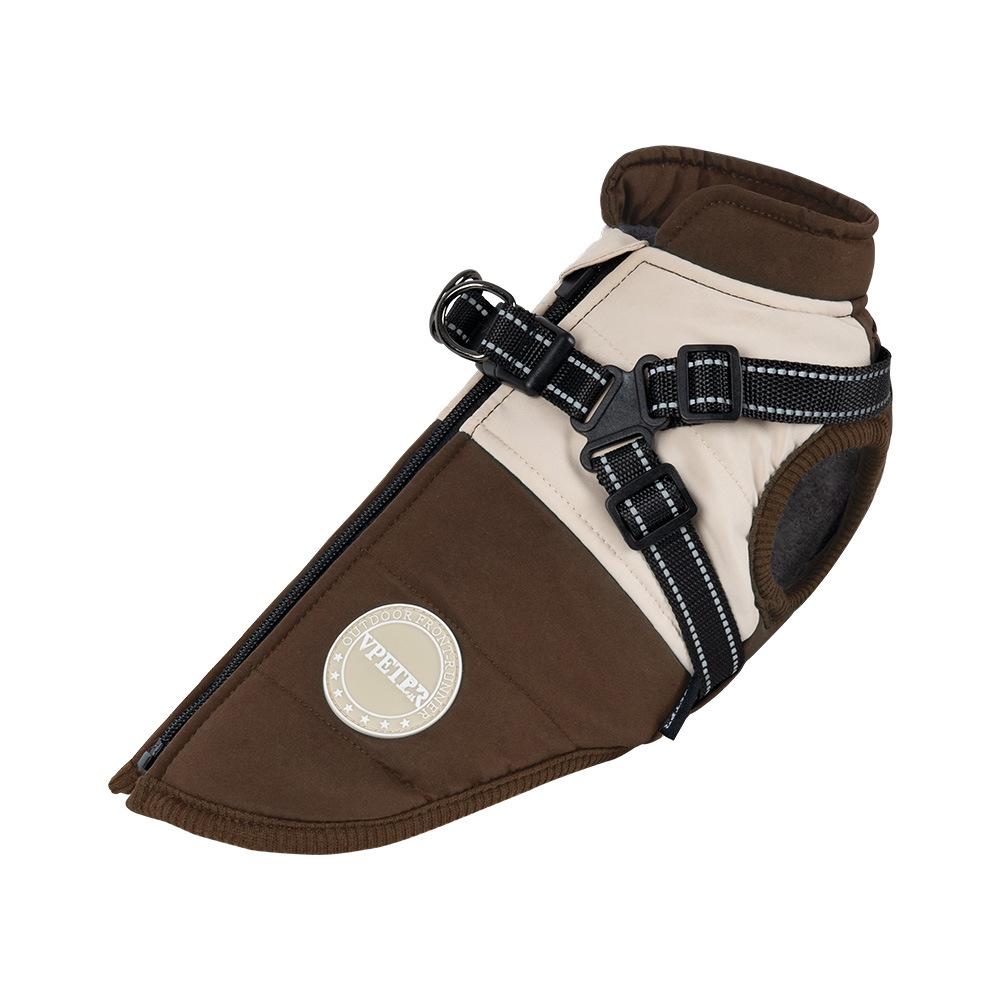 

Собачий холодный жилет Осень и Зима Наружная одежда для питомцев Утолщенная хлопковая одежда Интегрированная защита груди и спины Одежда для собак крупных, средних и мелких пород 2XL коричневый