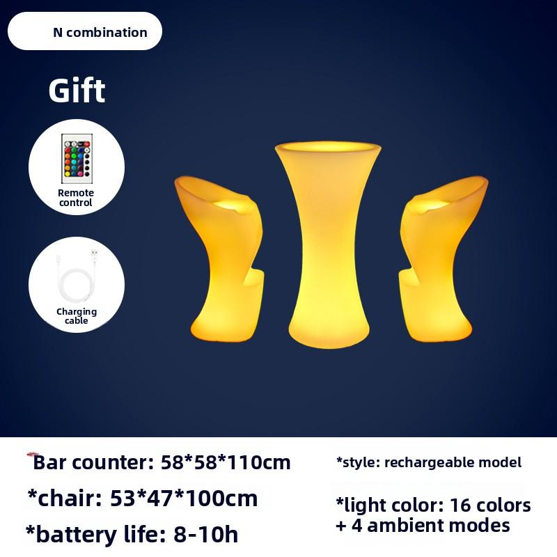 LED luminous bar tables and chairs, high table creative cocktail bar outdoor party