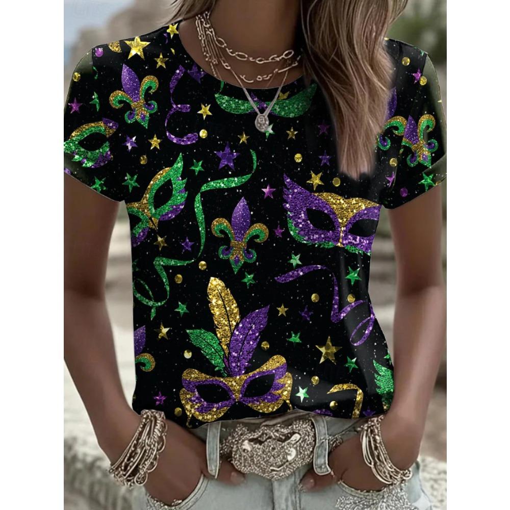 Fashion Women Ornate Pattern Print T Shirt Funny Casual O-neck Short Sleeves T-shirt Summer Female Tee Shirt