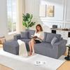 L-shaped Sofa Made of Corduroy Fabric, 2-seater Seating Group + Chaise Longue Corner, Modular, Suitable for Living Room, Rental Apartment, Gray