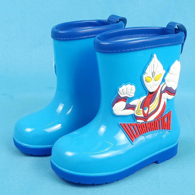 Ultraman Summer Four Seasons Children's Rain Boots Boys Cute Cartoon Overshoes Waterproof Tiga Zero Mid-Calf Water Shoes