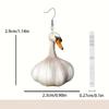Originelle Schwan Knoblauch Ohrhänger | Lustiger 3D Food Tier Hänge-Schmuck für Damen