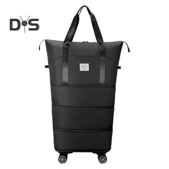 

Большая вместительная расширяемая дорожная сумка с застежкой-молнией, водонепроницаемая, устойчивая к разрывам сумка для багажа с вращающимися колесами, дорожная сумка, чемодан чёрный
