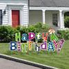 URATOT 15 Pack Happy Birthday Letters Yard Sign Card Colorful Lawn Sign Outdoor Lawn Decorations with Stakes