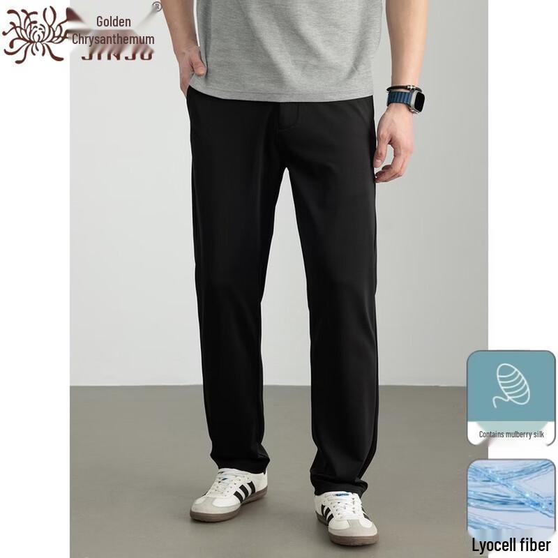 

Men s Silk Blend Casual Straight-Leg Pants 38