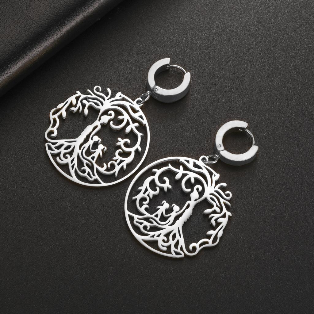 LIKGREAT Hot Sale Son Daughter Stainless Steel Tree of Life Drop Earrings Girls Boys Earring Jewelry for Women Family Gifts 2025