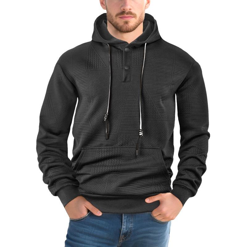 Spring and Autumn New Pullover Solid Color Casual Sports Loose Trend Long Sleeve Hooded Sweater Men
