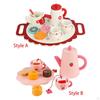 Wooden Cake Stand and Cakes Toy Kitchen Playset with Accessories Tea Set