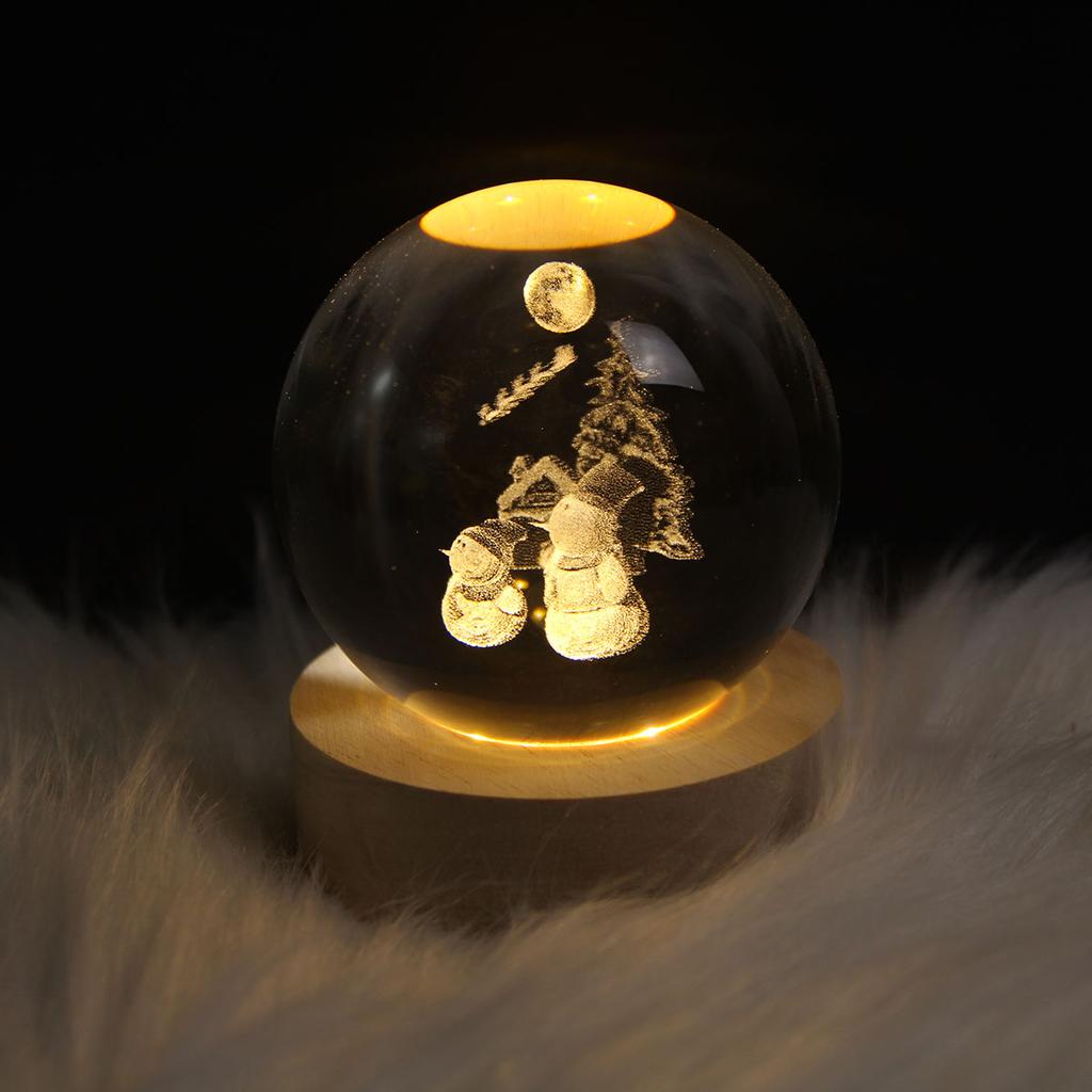 USB 3D Crystal Ball Galaxy Santa Claus Saturn Children LED Night Light for Bedroom Ambient Light Creative Adult Christmas Gifts