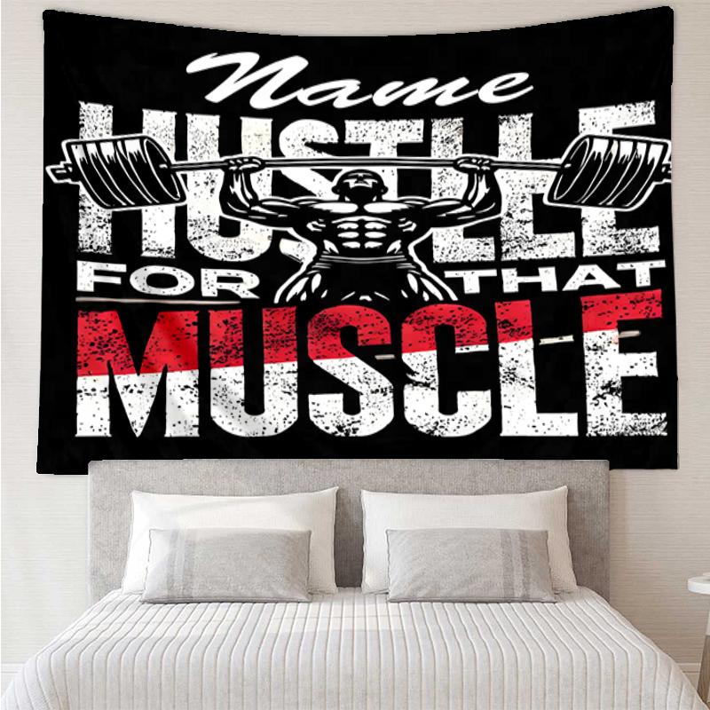 Custom Name weightlifting Print Tapestry, Backdrop, Easy Setup, Ideal for Bedroom, Office & Living Room, with Aesthetic Wall Hanging Decor.
