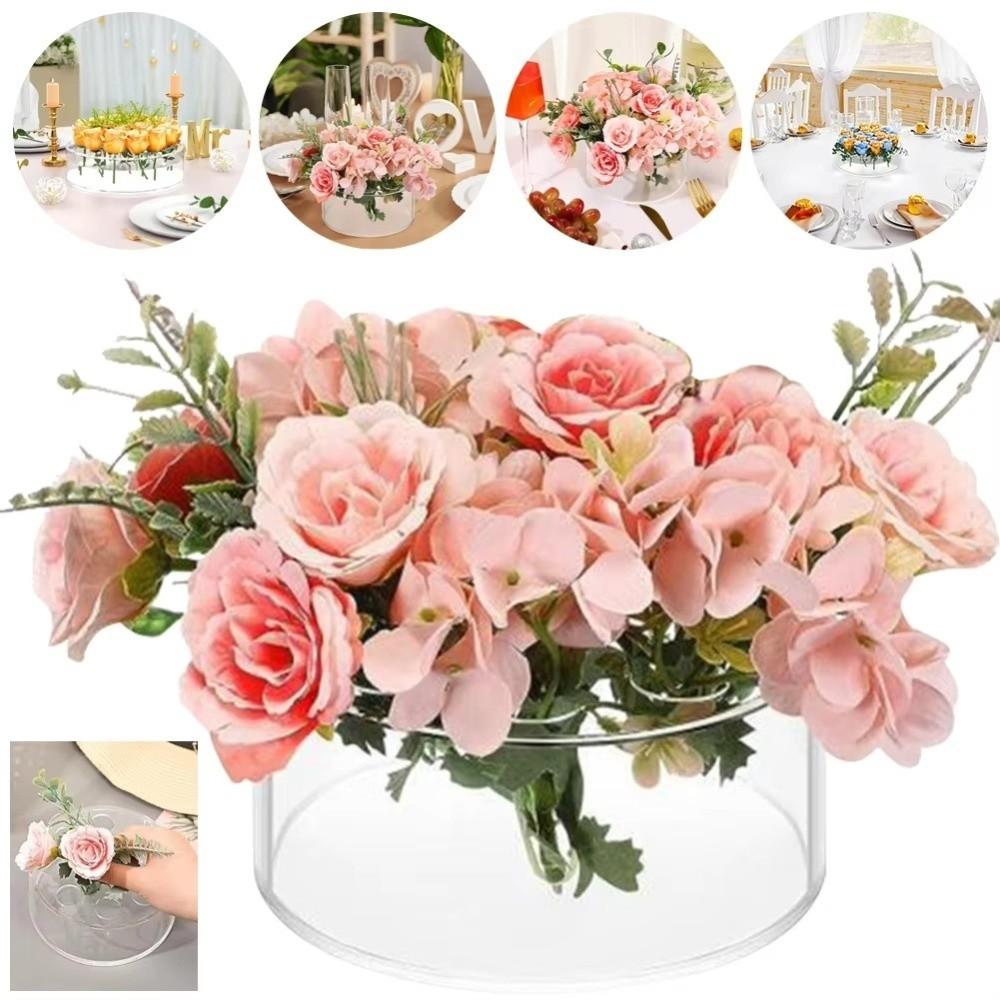 Circular Acrylic Vase Transparent Decorative Vase Flower Arrangement Container  For Living Room