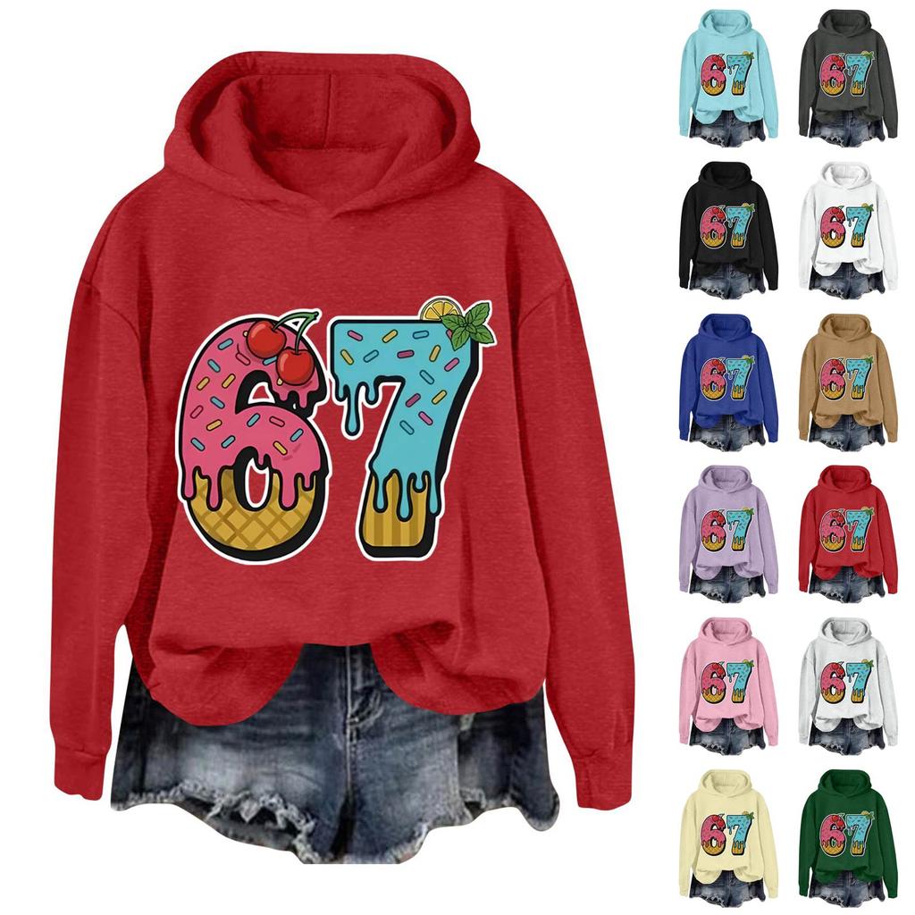 Women's Fashionable Casual Long-Sleeved Printed Hooded Sweatshirt