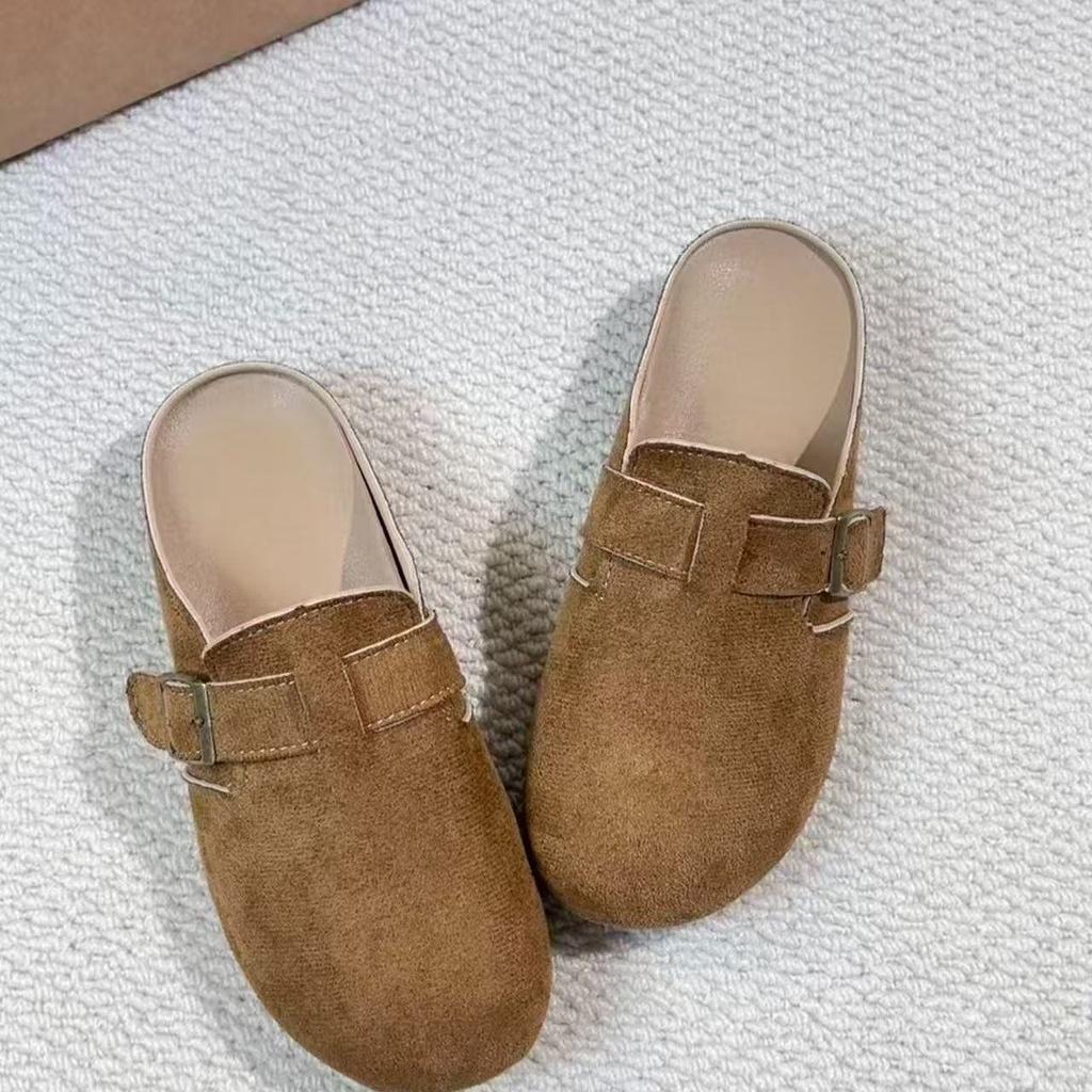 Baotou cool slippers, new matte leather thick-soled lazy Muller shoes in spring