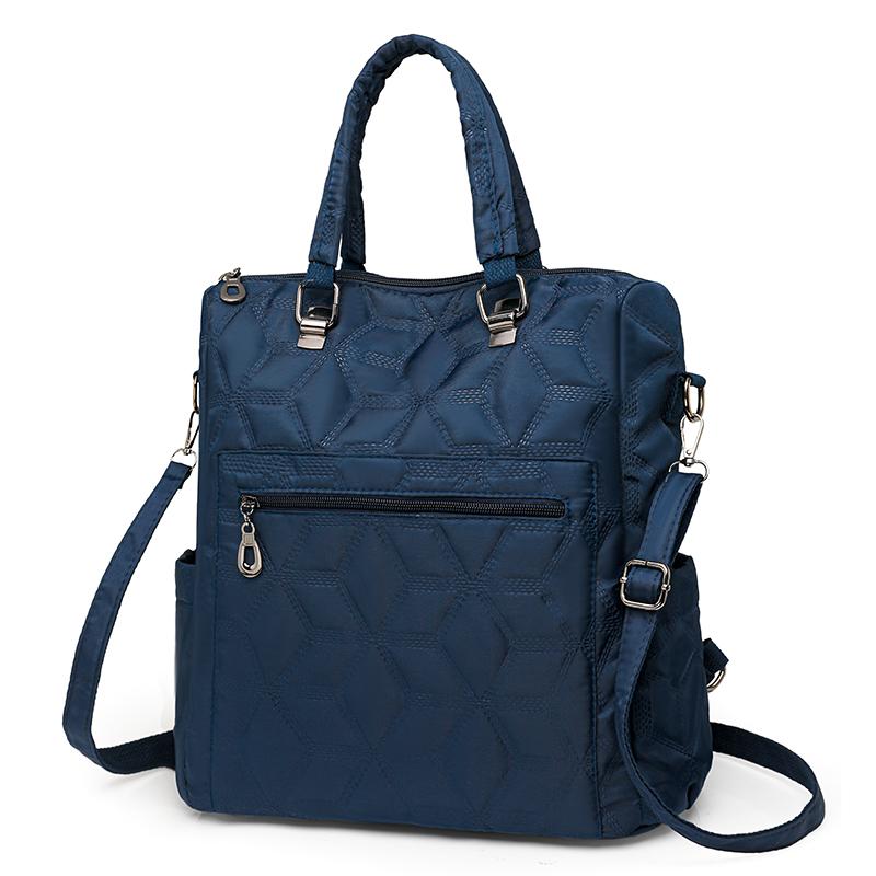 Quilted Nylon 2-in-1 Backpack for Women – Stylish Tote & Shoulder Bag with Multiple Pockets and Adjustable Straps