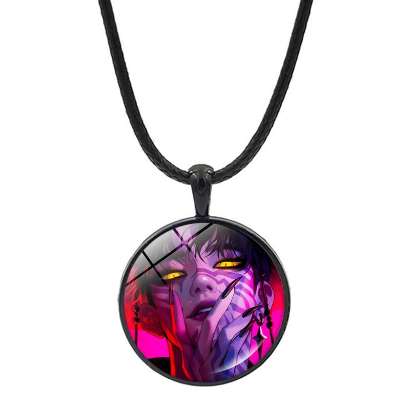 Huntress Girls Iron Alloy Necklace, Kpop Idol Cartoon Pendant Wax Rope Chain, Cute Anime Jewelry Gift for Kids and Fans