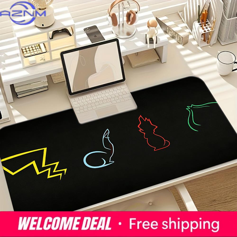 Minimalist Pikachu Starters Silhouette Gaming Mouse Pad NonSlip Desk Mat 30x80x0.2cm