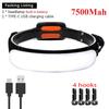 7800mah/5000mah USB Rechargeable Headlights LED Running Lights Outdoor Large Floodlight Repairing Lanternes Warning Lamp 3 Modes