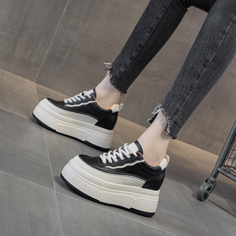 Spring, Autumn and Winter Women's Shoes New Slope Heel Muffin Thick Sole Inner Height Increase Casual Shoes Small White Shoes Short Boots Velvet