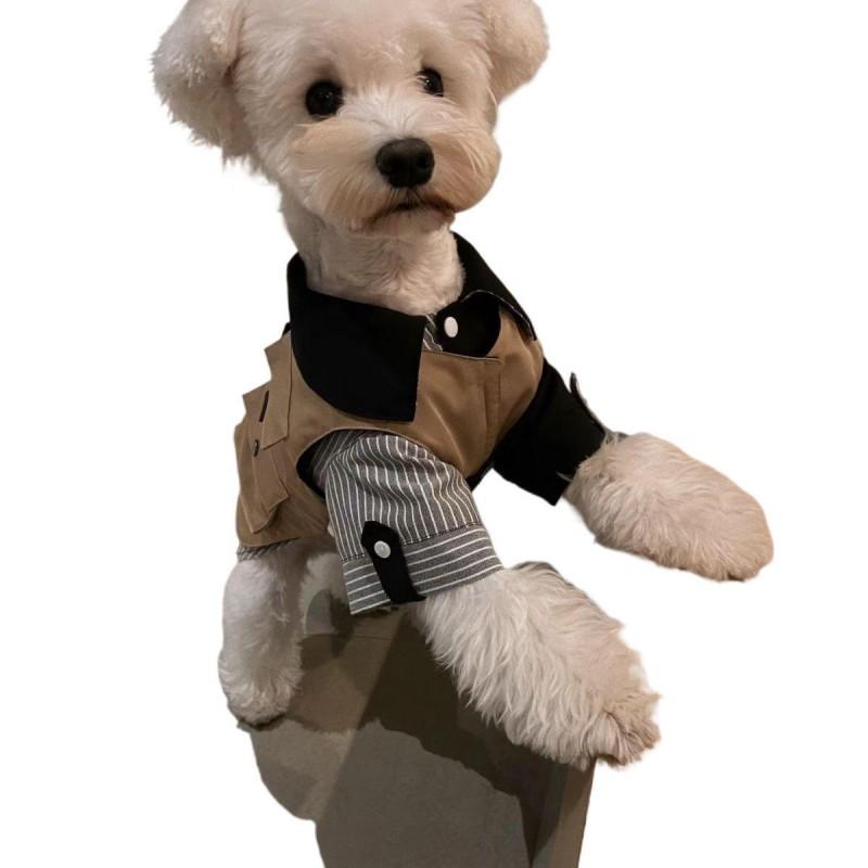 Pet Dog Vest Harness-Ready Workwear Style Cotton Blend Four Wearable Schnauzer Bichon Shiba