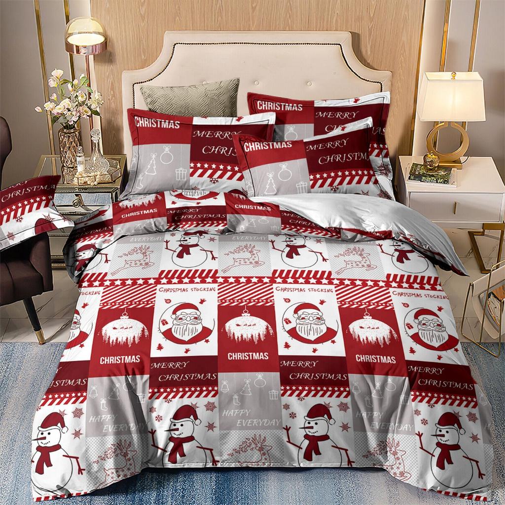 Christmas Quilt Doona Duvet Cover Set Double Queen King Size Bedding Pillowcases