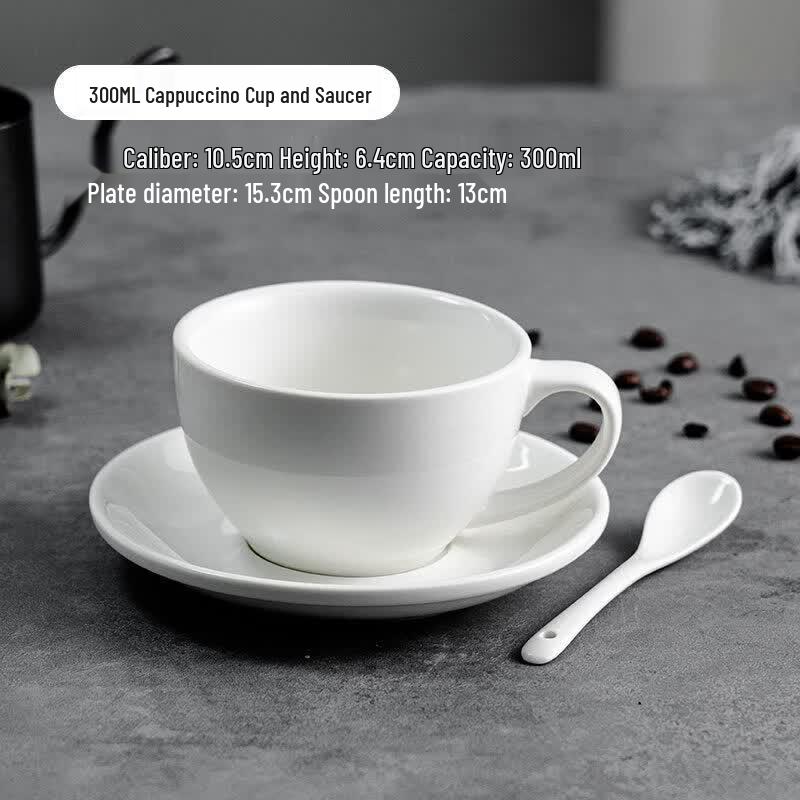 Qiwei Commercial Pure White Ceramic Coffee Cup Set