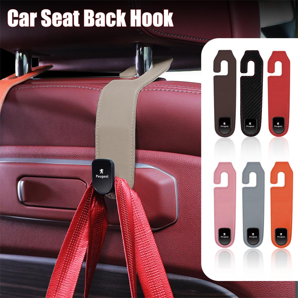 1pc Bendable PU Leather Car Seat Back Storage Hook For Peugeot 206 307 308 408 508 2008 5008 107 106 Auto Hub Cover Accessories
