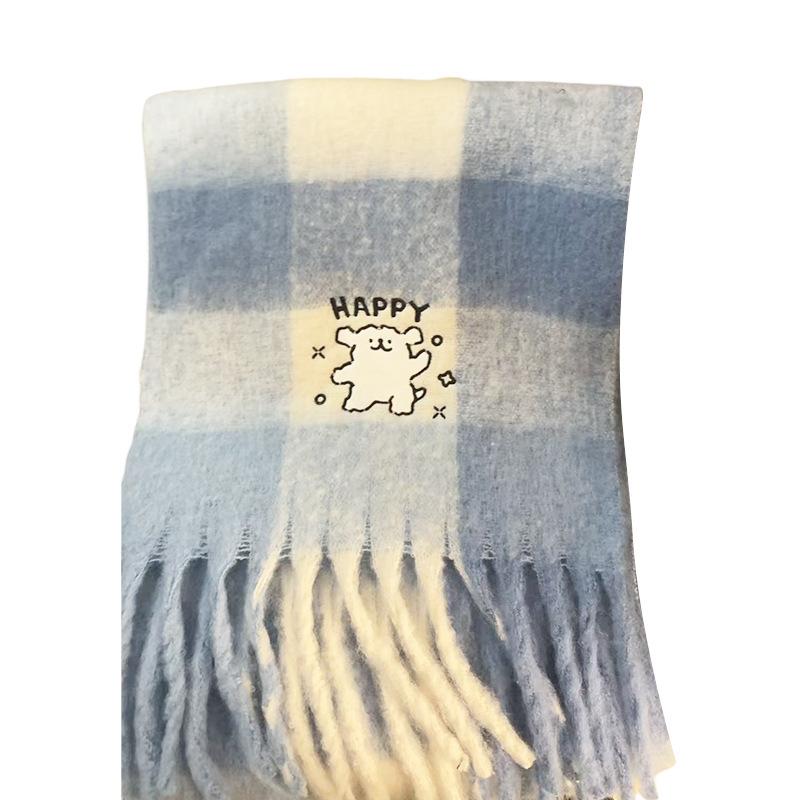 Autumn and Winter Scarves Women's Winter High-end Scarves Thickened and Warm Tonglu Imitation Cashmere Plaid Scarves