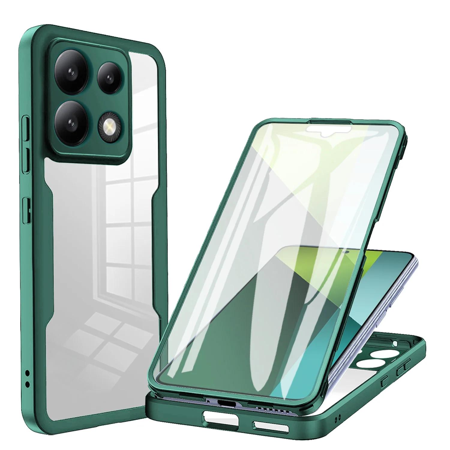 

Розкішний протиударний 360 Full Cover чохол для Xiaomi Redmi 13C 12C 12 Turbo 3 A1 A2 Plus 10C 10 10A 9C 9A М який силіконовий чохол-бампер Redmi Turbo 3 темно-зелений колір