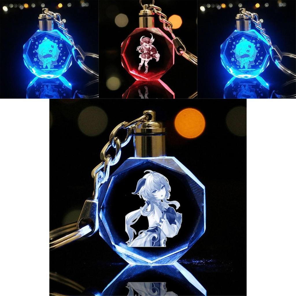 Elegant Genshin Impact Crystal Keychain With Stunning Led Colorful Light For All Occasions
