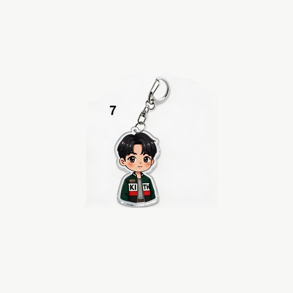 7ks Klíčenka BTS Cool Streetwear, Bangtan Boys Neformální Bunda Kreslená Postavička Klíčenka, Kpop Idol Kreslený Přívěsek na Tašku pro Fanoušky ARMY